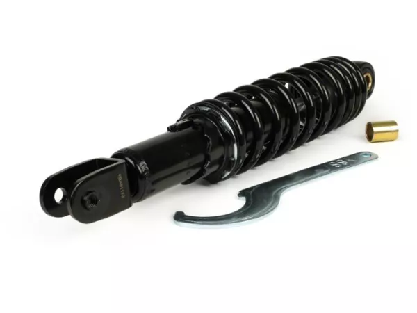 Shock absorber rear -YSS Pro-X, 300mm- Aprilia SR50 (till 1999), Sonic, Rally, Scarabeo 50 (till 2002), Kymco Cobra, Top Boy, Dink, Sniper, Heroism, Peugeot SV50-125, Rex, MBK Why, Yamaha Flipper - black spring