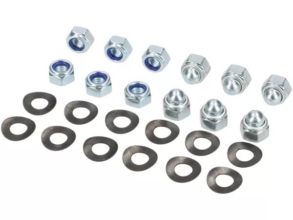 Juego de tornillos para ruedas delanteras y traseras -JOCKEYS BOXENSTOP- Lambretta J50, J100, J125 - galvanizado