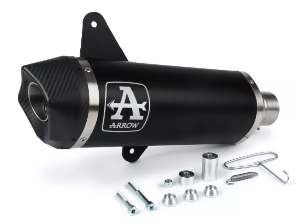 Achterdemper ARROW Urban- Donker aluminium met carbon eindkap - Vespa GTS Super HPE 300 (Euro 5, ZAPMD3100, ZAPMD3101, ZAPMD3101, ZAPMD3103, ZAPMD3104) - Vespa GTV 300ie Keyless HPE ABS (2023, ZAPMD3108)