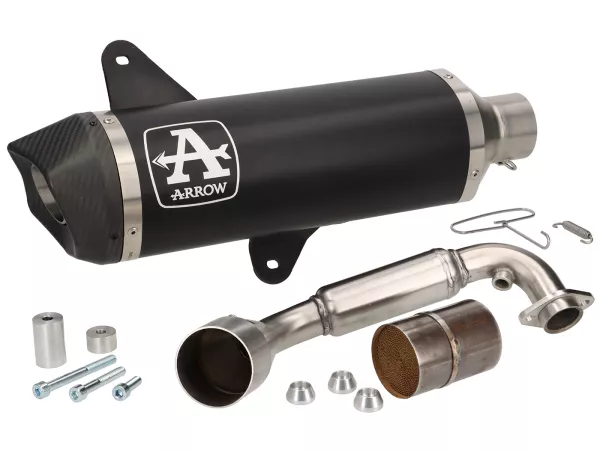 Knalpot -ARROW- Urban Dark Aluminium / Carbon- Vespa GTS Super HPE 300 (Euro 5, ZAPMD3100, ZAPMD3101, ZAPMD3101) - dengan konverter katalitik (2021-) Euro 5