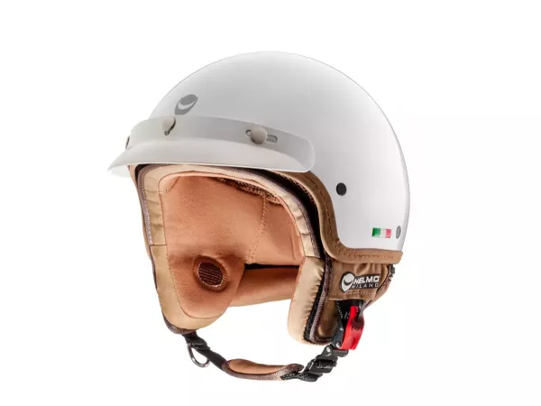 Helm -HELMO MILANO- Demi Jet, FuoriPorta, parelmoer wit -HELMO MILANO- Demi Jet, FuoriPorta, parelmoer wit