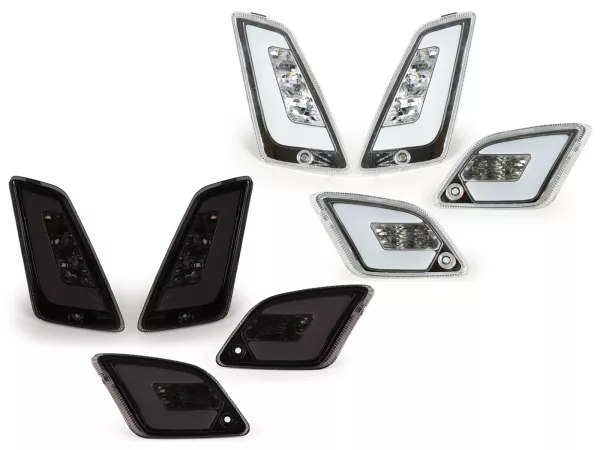 Set indicatori di direzione anteriori+posteriori -POWER 1 LED (fino al 2014) Luce di marcia diurna anteriore + luce di posizione posteriore (E-mark)- Vespa GT, GTL, GTV, GTS 125-300 -
