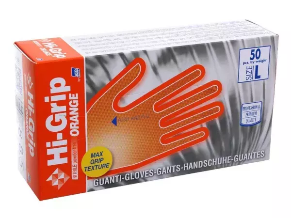 Werkhandschoenen -HI-GRIP Nitril Extra Sterk- oranje - 50 st-