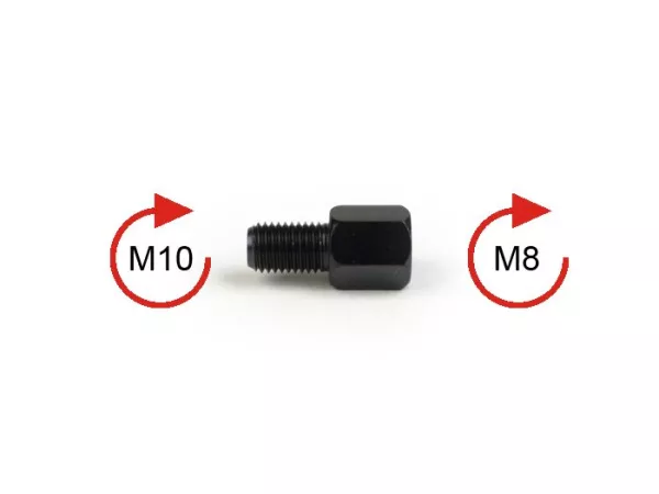 Adattatore per specchietto - Qualità OEM - Lo specchietto ha una filettatura M8 destra e deve essere montato su una filettatura M10 destra.