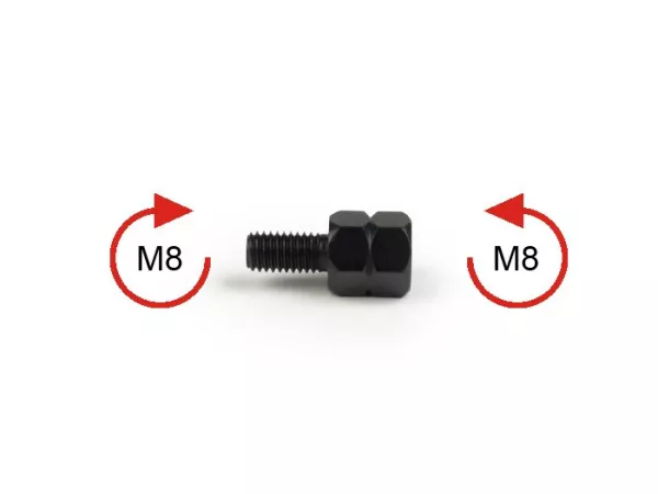 Adattatore per specchietto - Qualità OEM - Lo specchietto ha una filettatura M8 sinistra e deve essere montato con una filettatura M8 destra.