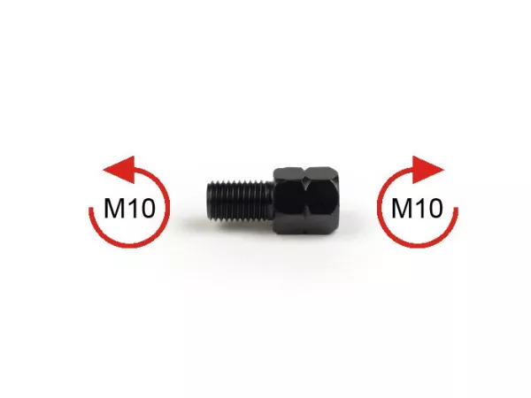 Adattatore per specchietto - Qualità OEM - Lo specchietto ha una filettatura M10 destra e deve essere montato con una filettatura M10 sinistra.