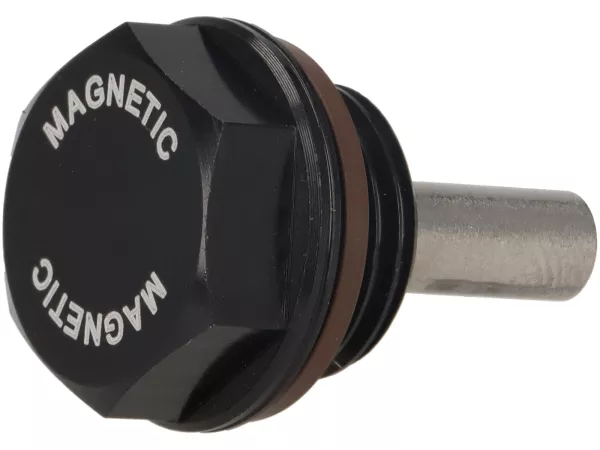 Oil drain plug aluminium -GANTER-GRIFF, Black Line- Lambretta LI, LIS, SX, TV (series 2-3), DL, GP, J, Lui - with magnet and gasket