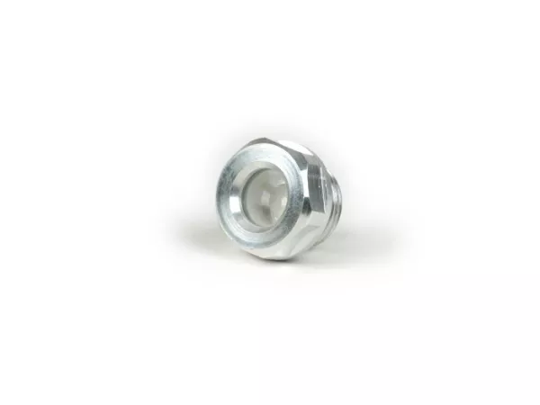 Steker level oli aluminium -GANTER-GRIFF- Lambretta LI, LIS, SX, TV (seri 2-3), DL, GP, J, Lui - dengan kaca penglihatan dan segel