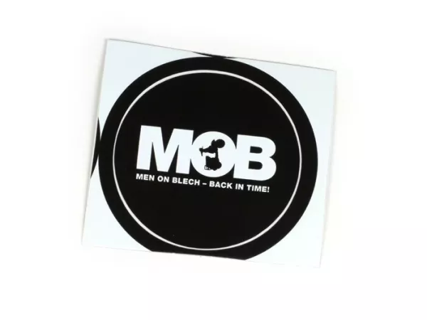 Sticker -Ø 95mm- „ MOB - Men on Blech - back in time“