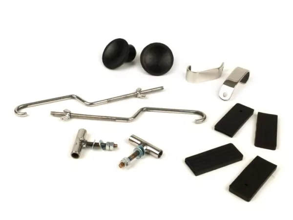 Repair set for rack foldable front -MOTO NOSTRA- Vespa Smallframe V50, PV125, ET3, Vespa Largeframe Rally180, Rally200, Sprint150, TS125, GT125, GTR125 - stainless steel