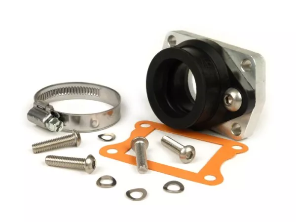 Mounting rubber and adaptor plate -MB DEVELOPMENTS Reed valve- Lambretta 200-240 cc - CS=Ø34mm (Carburetor Ø28-30mm - PHBH, VHSH, PWK28, TMX30, Smartcarb 26-28)