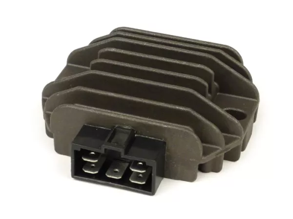 Regulador de tensión -calidad original- 5 polos 12V incl. relé de intermitencia- Vespa ET4 (ZAPM19), LX125-150, LXV125-150, S125-150, Primavera125-150, Sprint125-150, GT125-300, GTS125-300, GTV125-300, GTL125-200, Piaggio 50 ccm Purejet 2 tiempos (modelos