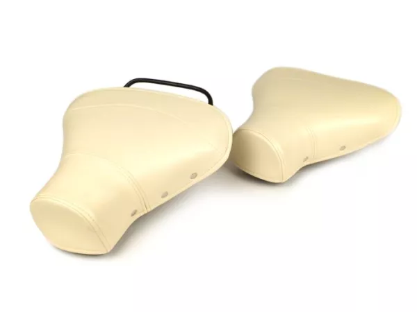 Saddle set -OEM QUALITY front and rear- large frame - with rivest on the side - creme