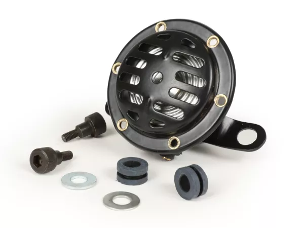 Klaxon -QUALITÉ OEM 6V/12V CA- Lambretta LI, LIS, SX, TV (série 2, série 3), DL, GP - noir