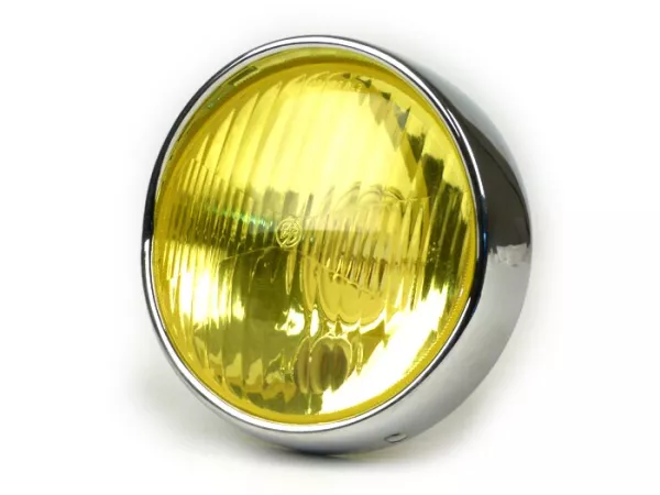 Lampu depan -BOSATTA Ø = 115/120mm (kaca/luar) - Vespa VNB3T hingga VNB6T, VBA1T, VBB1T hingga VBB2T, GS150 / GS3 (VS4T hingga VS5T), GS160 / GS4 (VSB1T) - kaca plastik berwarna kuning, termasuk cincin lis