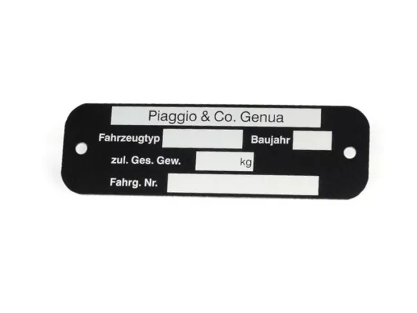 Typenschild -OEM QUALITÄT- Vespa Piaggio & Co Genua (80x25x0,5mm) - eckig