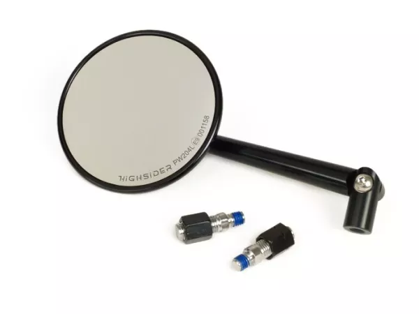 Mirror  -HIGHSIDER Montana- CNC - Ø=100mm, adjustable - black - smoked glass - E-marked
