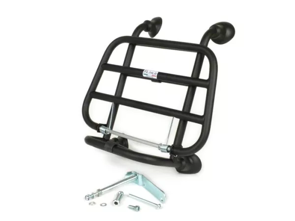 Front rack, fold down -FA ITALIA-Vespa Primavera 50 (ZAPC53), Vespa Primavera 125 (ZAPM81100), Vespa Primavera 150 (ZAPM81200), Vespa Sprint 50 (ZAPC53), Vespa Sprint 125 (RP8M82111, ZAPM813) - matt black