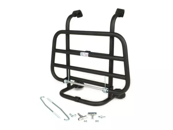 Portaequipajes delantero plegable -FA ITALIA- Vespa Smallframe V50, PV125, ET3, Vespa Largeframe Rally180, Vespa Rally200, Sprint150, TS125, GT125, GTR125 - Negro