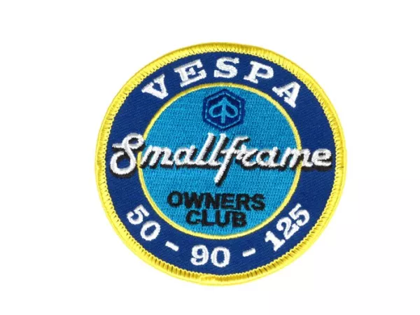 Patch -VESPA Smallframe owners club 50 - 90 - 125- blue/red/yellow - Ø=79mm