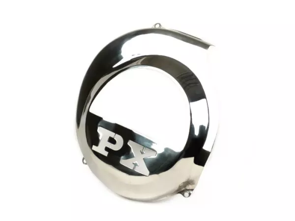 Ventilatorwieldeksel -SPAQ- Vespa PX80, PX125, PX150, PX200 - Lasercut -PX- roestvrij staal - modellen met elektrische starter