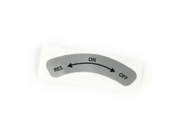 Sticker above fuel tap lever -OEM QUALITY- Vespa Res-On-Off - Vespa V50, V90, 50N, PV125, ET3, SS50, SS90, PK S, ETS, PX (-1984), VNA, VNB, VBA, VBB, Super, GL150, GT125, GTR125, TS125, Sprint150, Vespa Rally180, Vespa Rally200