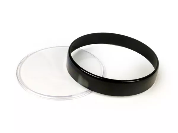 Speedo lens set -SCOOTER-CENTER- Vespa Ø=105mm - Vespa PX EFL (1984-), PK XL1, GT 250 i.e. 60 (ZAPM451), GTV 125 (ZAPM313), GTV 250 (ZAPM451), GTV 300 (ZAPM452) - black bezel - clear lens