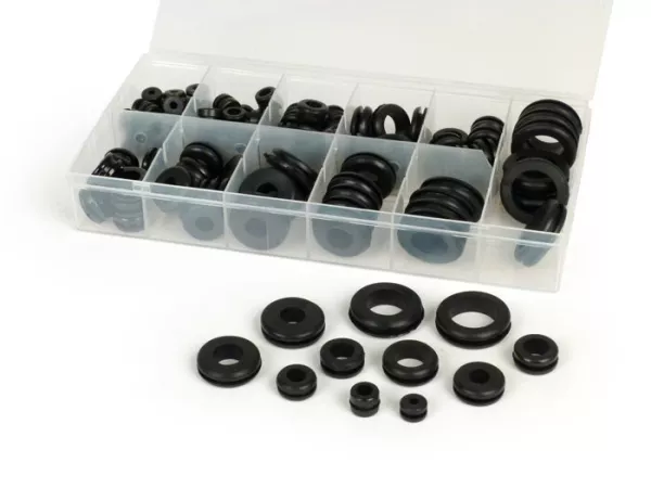 Rubber plug set -UNIVERSAL 128 pcs- black - Ø=6-24mm