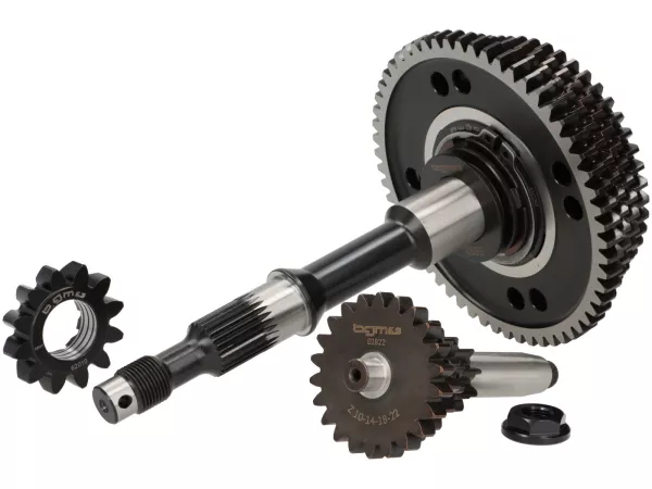Getriebe komplett (Gangräder inkl. Hauptwelle + Nebenwelle) -BGM PRO Original- Vespa Smallframe,  4-Gang- 58, 54, 50, 46 Zähne, Vespa PK, ETS, V50 (V5A1T, 69444-), Special (V5B3T, 94315-), Elestart (V5B4T, 1514-), PV125  (VMA2T 150203-), ET3 (VMB1T, 8161)