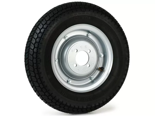Komplettrad  -BGM Classic, Vespa Largeframe, Wideframe, V1-15, V30-33, VU, VM, VN, VNA, VNB, VB, VBA, VBB, Hoffmann, ACMA, -  3.50 - 8 Zoll (4PR) TT 46P 150 km/h (reinforced) - Felge Stahl, lackiert 2.15- 8 - Grau