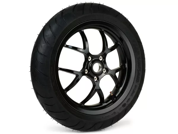 Compleet wiel -BGM PRO SPORT 13 inch- DUNLOP ScootSmart 120/70-13 - Vespa GTS, GTS Super, GTV, Sei Giorni, GT 60, GT, GT L 125-310cc - zwart glanzend