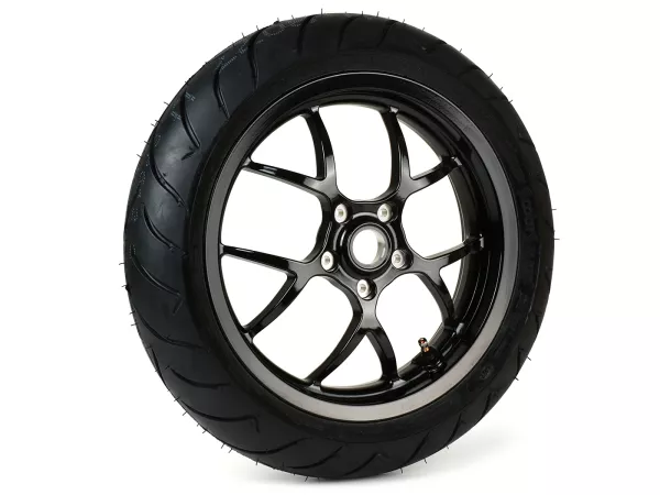 Compleet wiel -BGM PRO SPORT 13 inch- DUNLOP ScootSmart 130/60-13 - Vespa GTS, GTS Super, GTV, Sei Giorni, GT 60, GT, GT L 125-310cc - zwart glanzend
