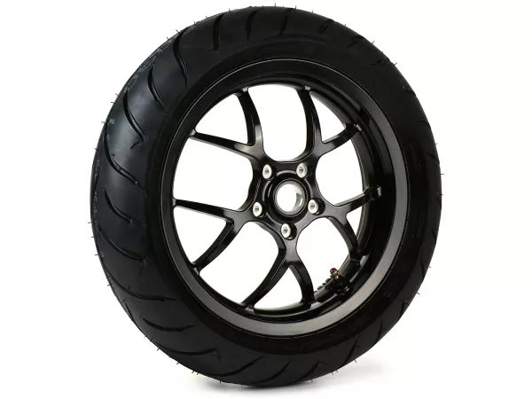 Compleet wiel -BGM PRO SPORT 13 inch- DUNLOP ScootSmart 140/60-13 - Vespa GTS, GTS Super, GTV, Sei Giorni, GT 60, GT, GT L 125-310cc - glanzend zwart