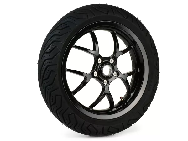 Komplett framhjul -BGM PRO SPORT 13 tum- MICHELIN City Grip 2 130/60-13 - Vespa GTS, GTS Super, GTV, Sei Giorni, GT 60, GT, GT L 125-310cc - glänsande svart