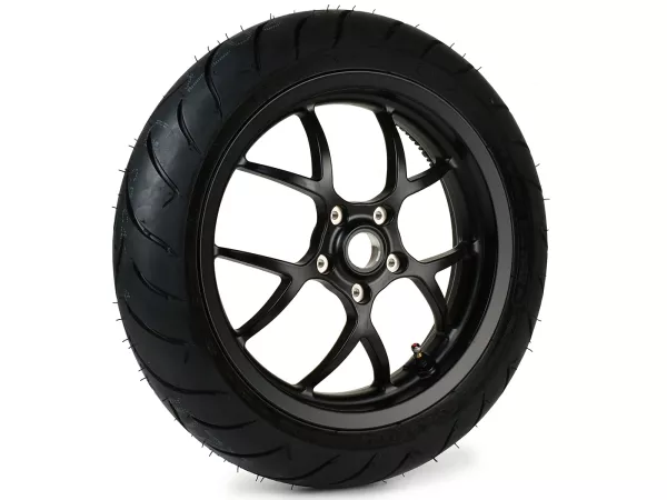 Compleet wiel -BGM PRO SPORT 13 inch- DUNLOP ScootSmart 130/60-13 - Vespa GTS, GTS Super, GTV, Sei Giorni, GT 60, GT, GT L 125-310cc - matzwart