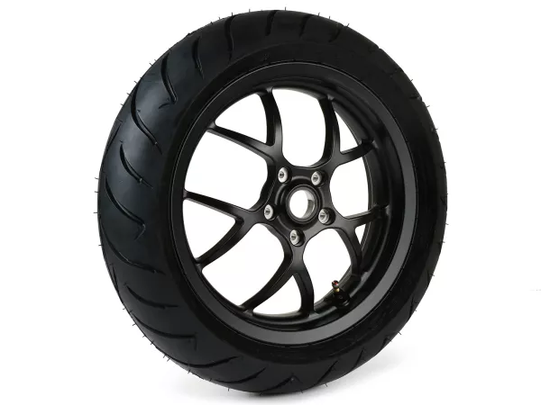 Compleet wiel -BGM PRO SPORT 13 inch- DUNLOP ScootSmart 140/60-13 - Vespa GTS, GTS Super, GTV, Sei Giorni, GT 60, GT, GT L 125-300cc - matzwart