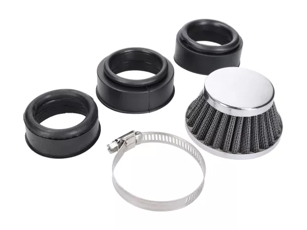 air filter -101 OCTANE- Power Shorty 44-54mm carburetor connection chrome