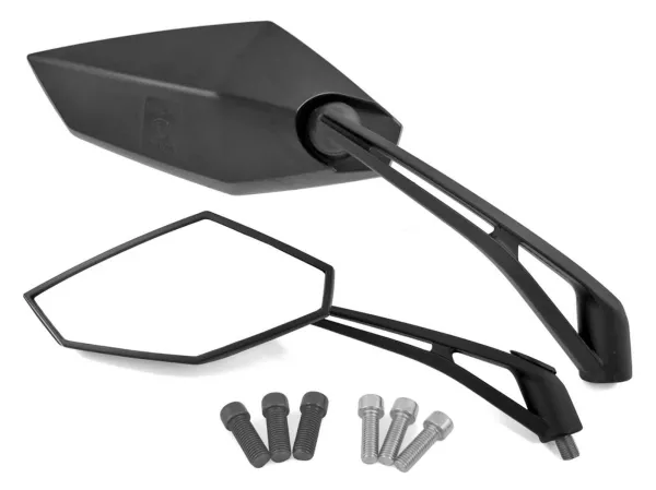 Cermin -101 OCTANE- Set M8 / M10 hitam dengan tanda E