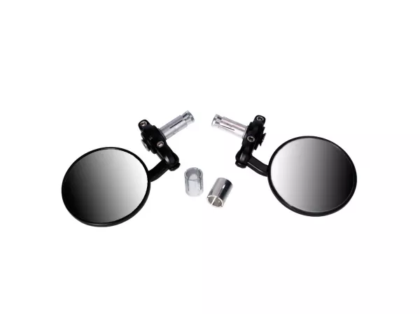 Rétroviseurs de guidon en aluminium CNC -101 OCTANE- noir rond