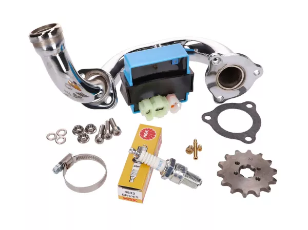 derestriction kit CDI unit adjustable / chromed manifold -101 OCTANE- for Derbi Senda, Aprilia RX, SX, Gilera RCR, SMT 2018- (Euro4)