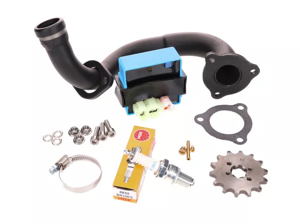 derestriction kit CDI unit adjustable / black manifold -101 OCTANE- for Derbi Senda, Aprilia RX 50, SX 50, Gilera RCR, SMT 2018- (Euro4)