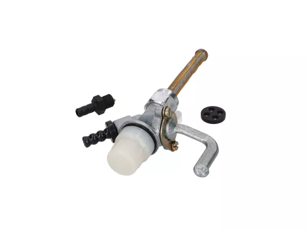 Grifo de gasolina -101 OCTANE- manual - con bolsa de agua - para Simson KR51/1, KR51/2 Schwalbe - palanca curva larga