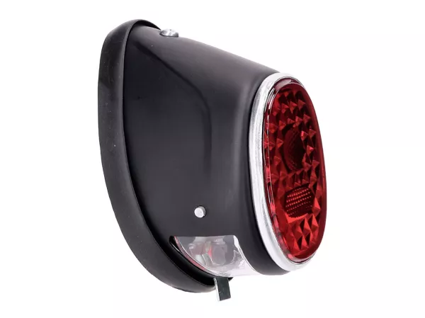 tail light assy moped oval black universal -101 OCTANE- for Puch MS, MV, Maxi, Kreidler, Zündapp