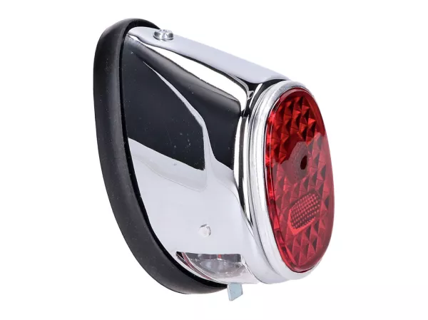 tail light assy moped oval chromed universal -101 OCTANE- for Puch MS, MV, Maxi, Kreidler, Zündapp