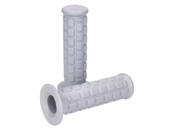handlebar rubber grip set -101 OCTANE- short, block design grey for automatic moped (22, 24mm)