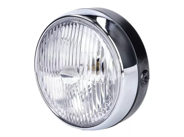 headlight assy round black universal 145mm -101 OCTANE- for moped