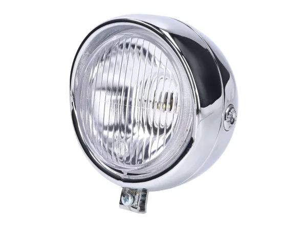 headlight assy round chromed Retro universal -101 OCTANE- for Puch, Kreidler, Zündapp and many more