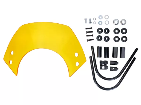 Parabrisas corto tintado amarillo con soporte -101 OCTANE- para Vespa GTL 125-200, GTS 125-300