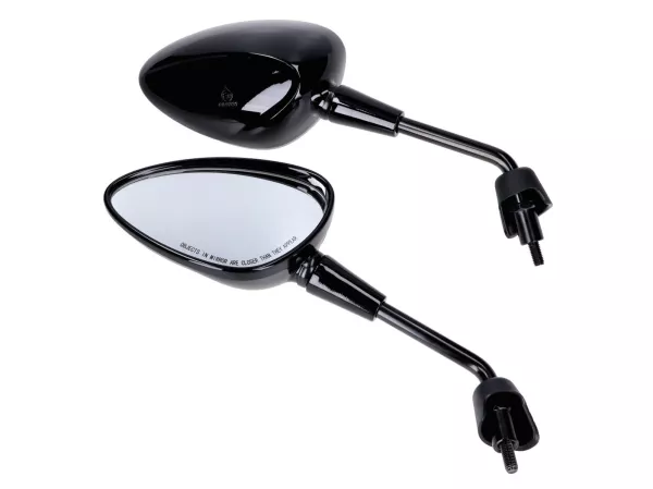 Spiegel -101 OCTANE-  Set M8 kurz, schwarz glänzend für Vespa GTS HPE, Sprint, Primavera