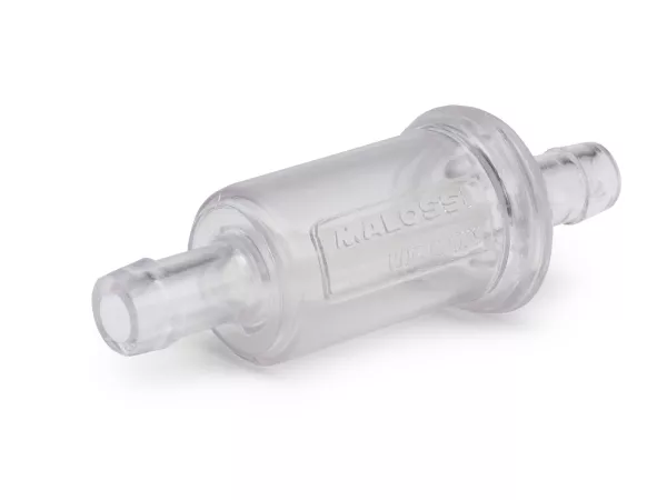 Fuel filter -MALOSSI- transparent, Ø=8mm connection width